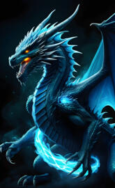 a blue dragon with sharp teeth