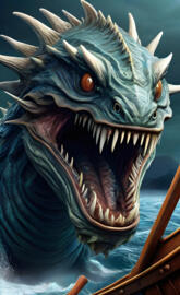 a blue fish with sharp teeth