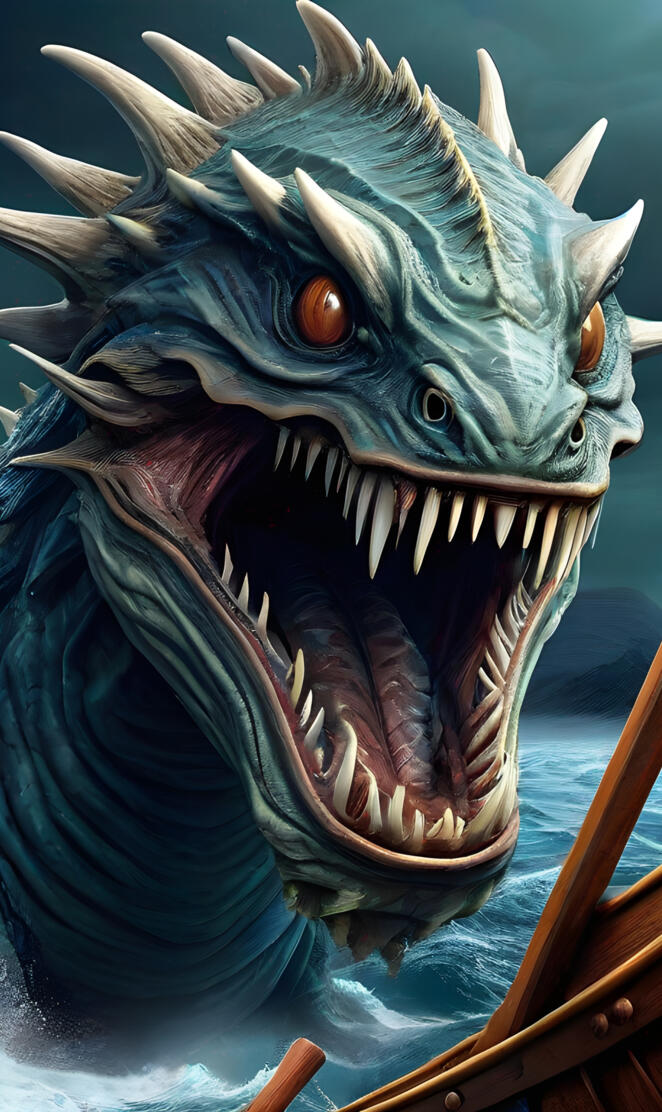 a blue fish with sharp teeth