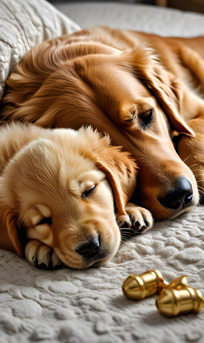 Golden retriever and pup. Heaven.