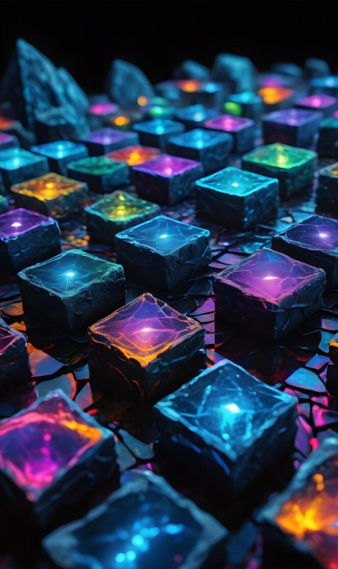 Neon glowing cubes