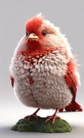 3D Art, Fluffy multi-color fat animated bird. Ultra detailed, sharp fo