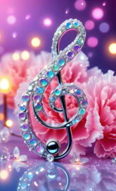 Pink carnation diamond treble clef