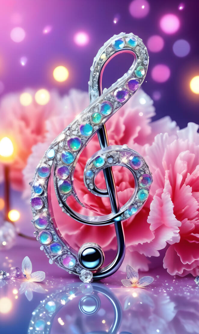 Pink carnation diamond treble clef