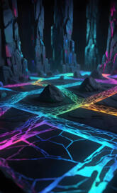 Fantasy neon landscape