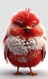 3D Art, Fluffy multi-color fat animated bird. Ultra detailed, sharp fo