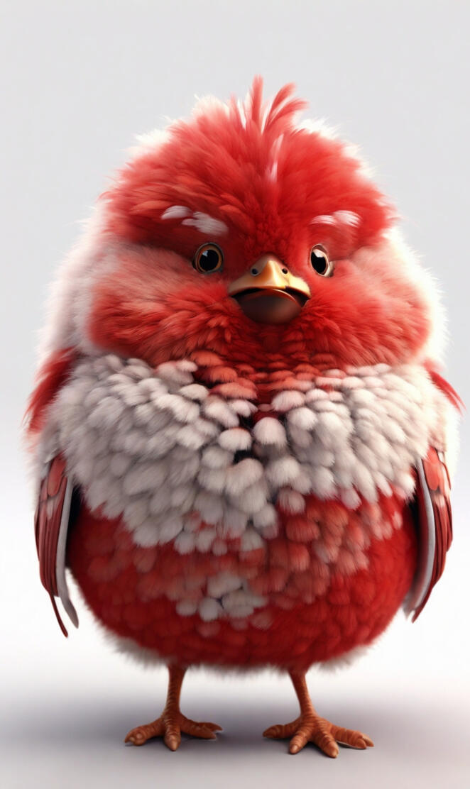 3D Art, Fluffy multi-color fat animated bird. Ultra detailed, sharp fo