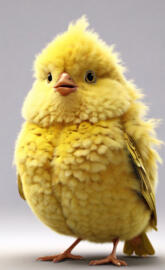 3D Art, Fluffy multi-color fat animated bird. Ultra detailed, sharp fo