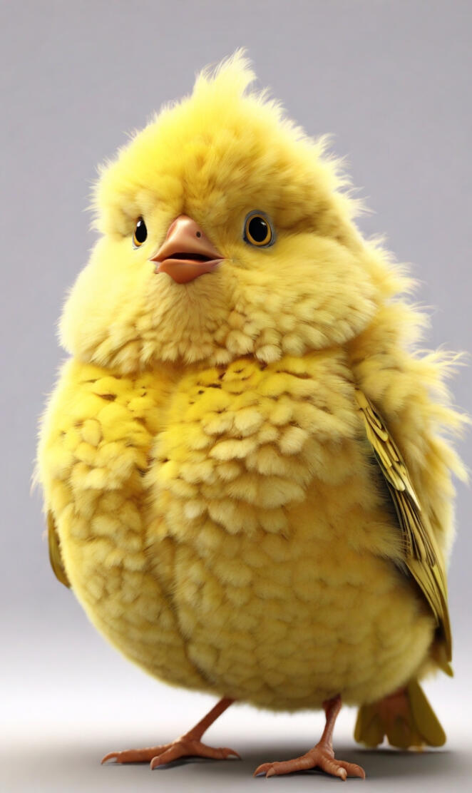 3D Art, Fluffy multi-color fat animated bird. Ultra detailed, sharp fo