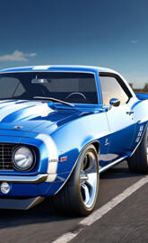 A Sharp Looking Blue & White 1969 Camaro Wallpaper.