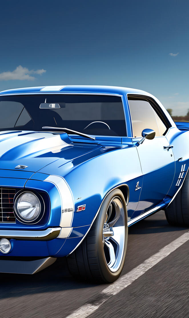 A Sharp Looking Blue & White 1969 Camaro Wallpaper.