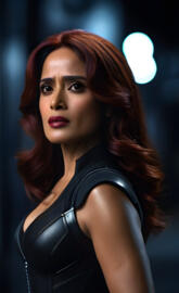 a woman with red hair salma