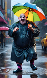 Uncle Fester dancing in the rain