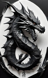 a black and white design dragon