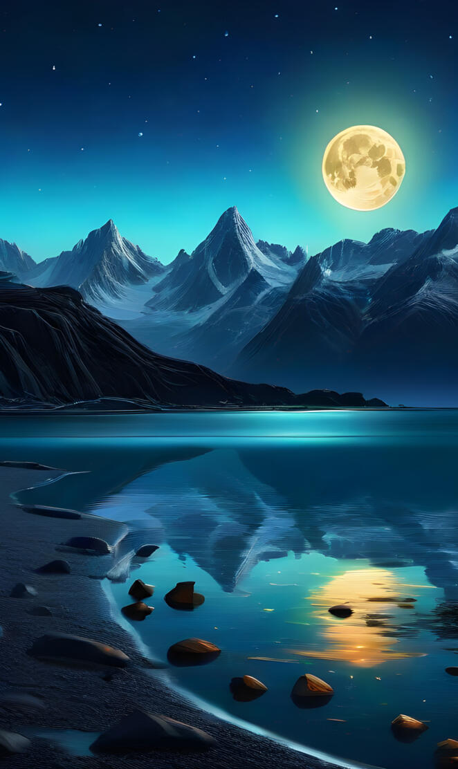 a body of water with mountains in the background