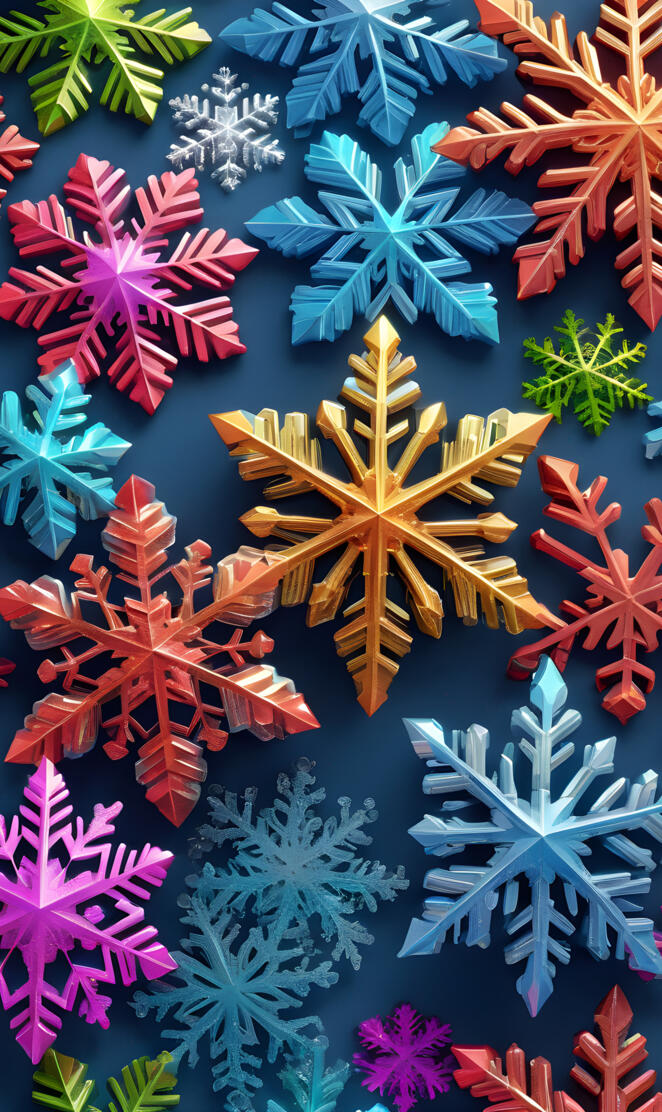 Bold Colored Snowflakes