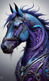 purple with blue horse