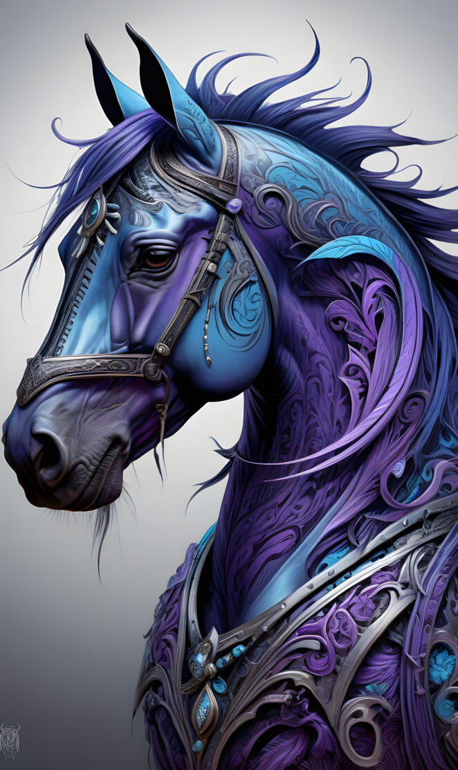 purple with blue horse