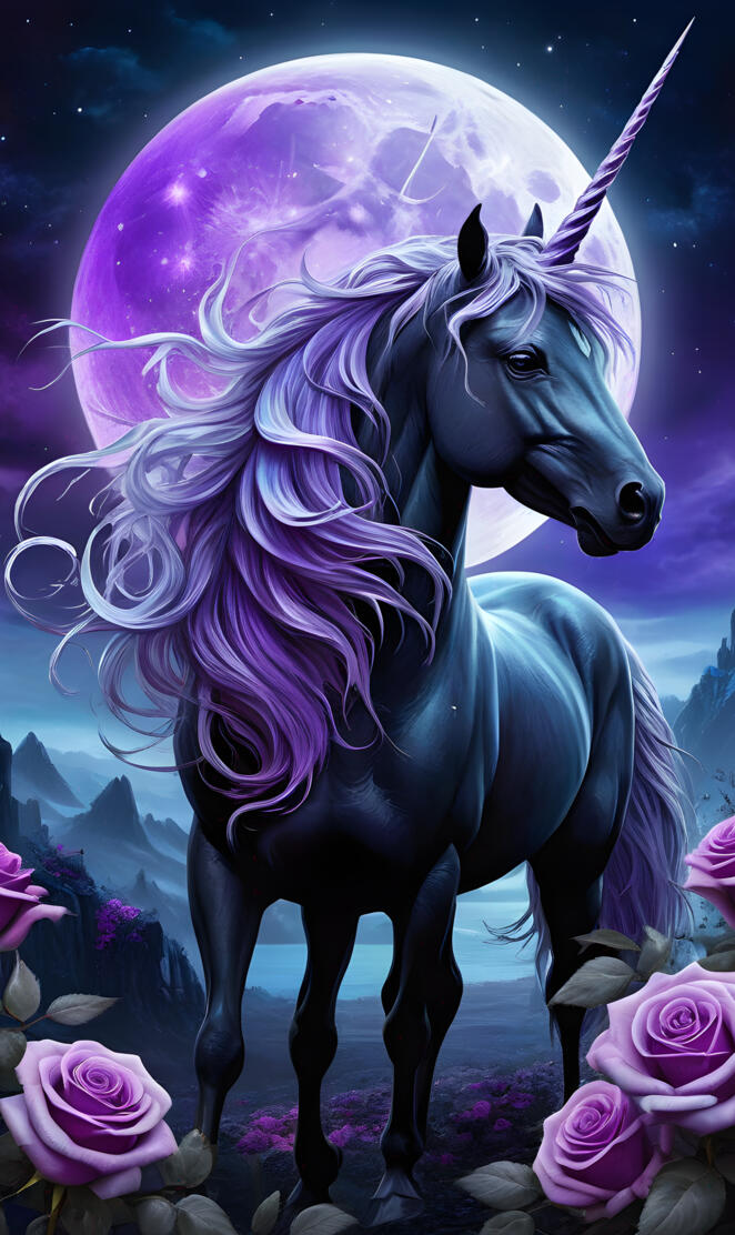 unicorn in purple accents