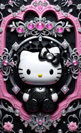 pink black glitter hello Kitty