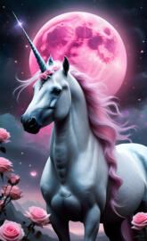 pink moon with unicorn