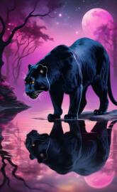 panther with reflection