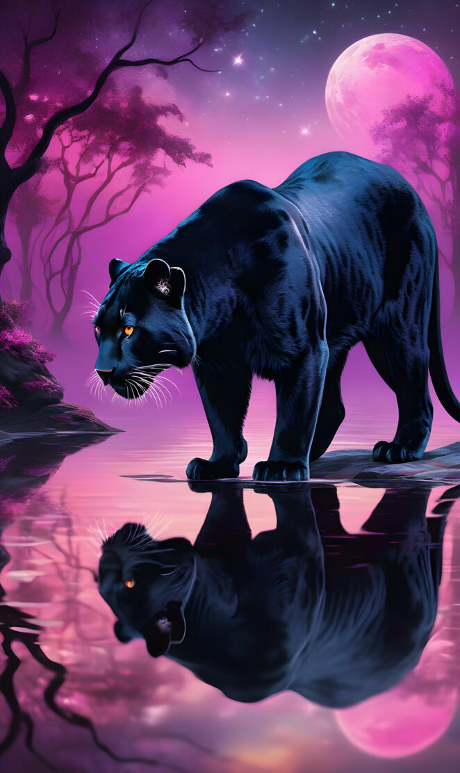 panther with reflection
