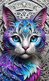 Cat of many colors of jewels