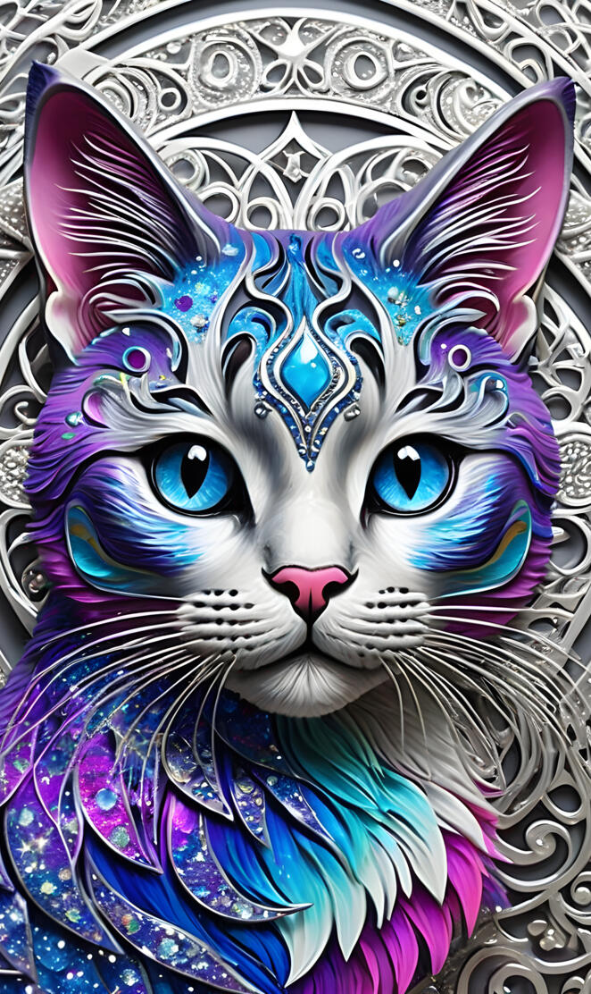 Cat of many colors of jewels