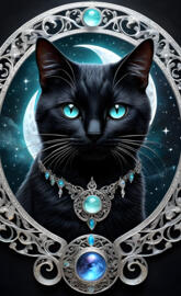 black cat with jewels