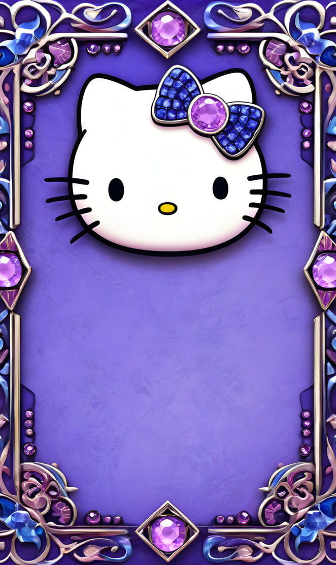 lilac frame hello kitty face