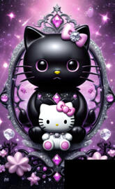 black "kitty" with baby hello kitty