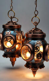 a couple of antique gas meters