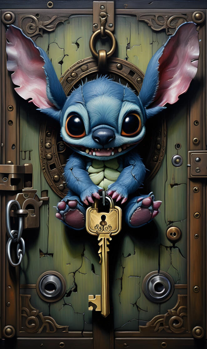 a metal object with a cartoon character on it