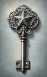 a silver key with a star at one end