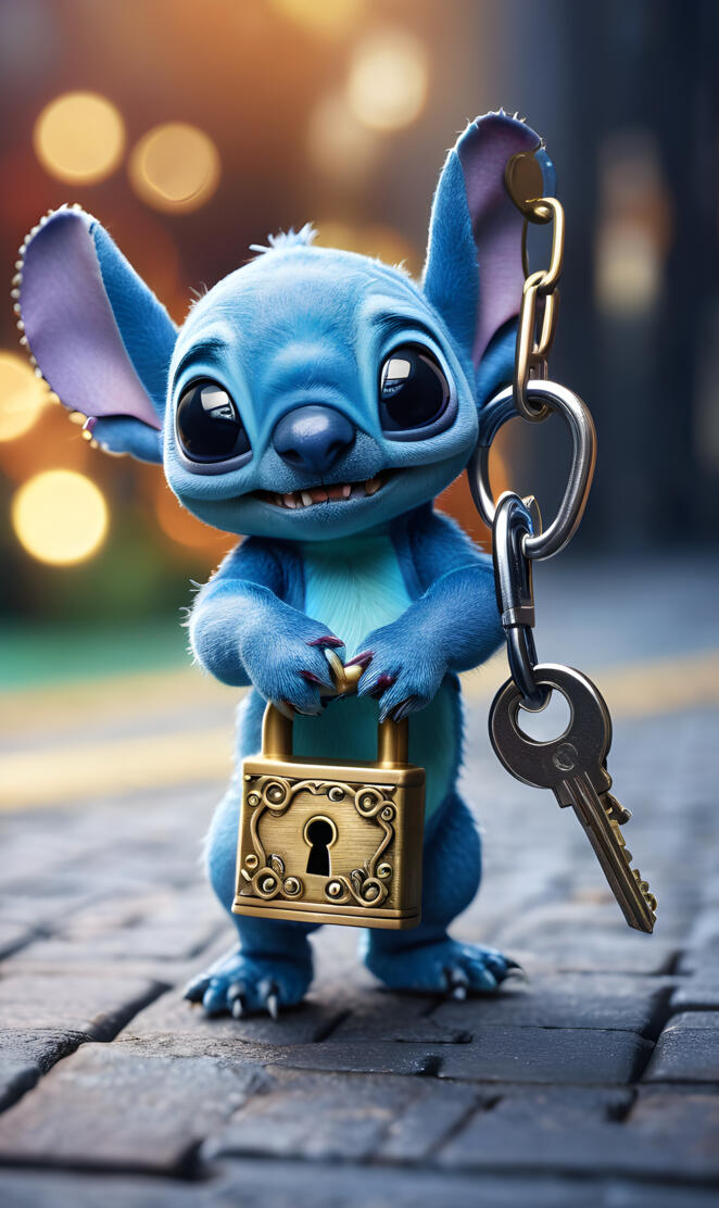 a toy figurine holding a key chain