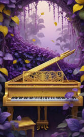 yellow piano in nature