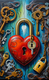 a clock with a red heart