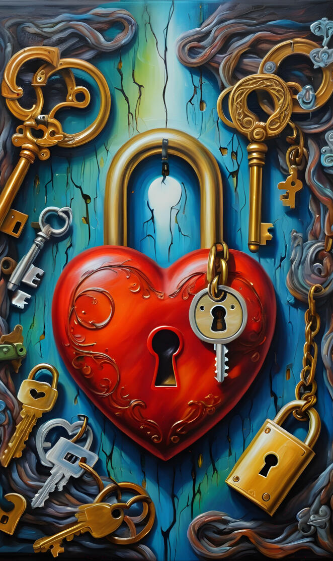 a clock with a red heart