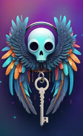 a blue and yellow mask