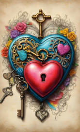 a red and blue jeweled object