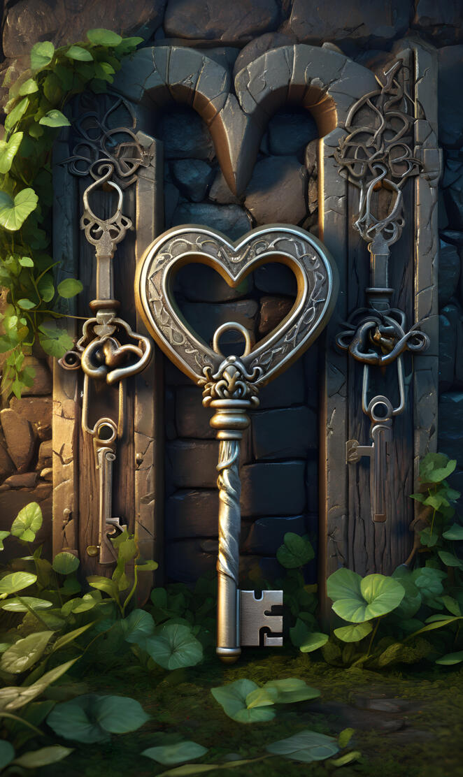 heart-shaped skeleton keys