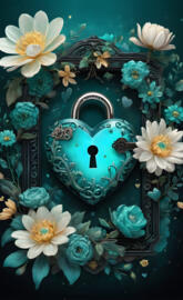teal hearts Valentines key