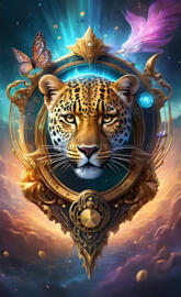 a tiger with a crown