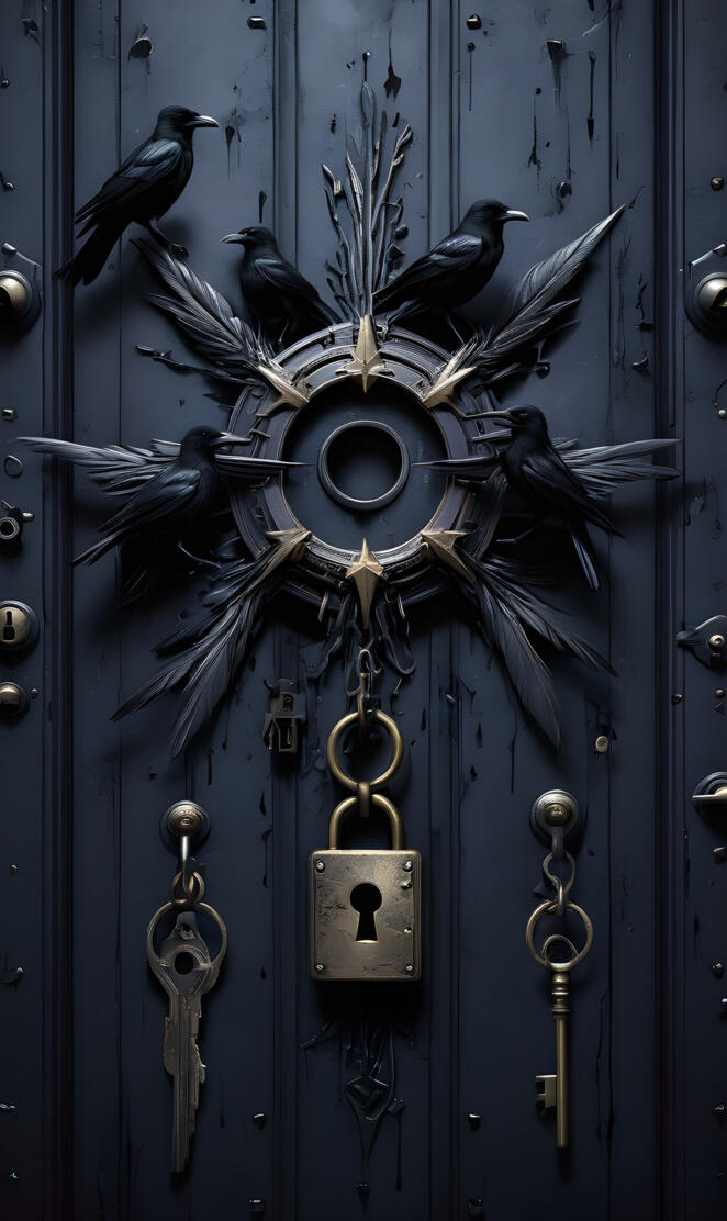 crows on a locked door