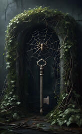 skeleton key, ivy, spider web