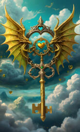 a gold and blue sky with clouds