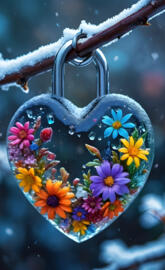 a blue watering can with flowers