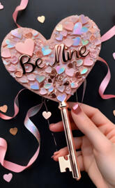 Valentines bear mine heart key