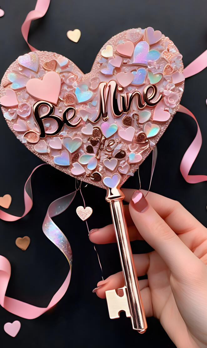 Valentines bear mine heart key